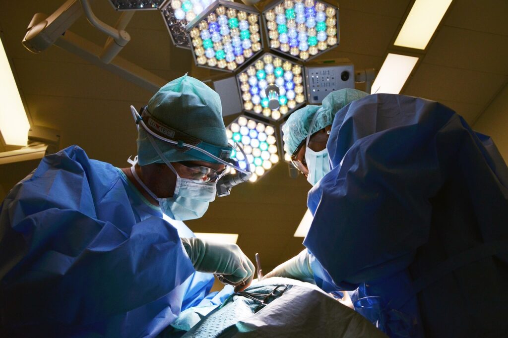 Medical professionals in operating room